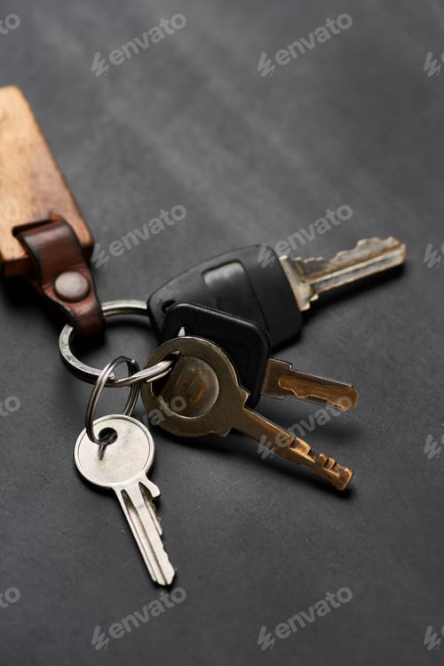 Preview: The bunch of keys on the black floor