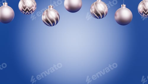 Preview: Christmas or New Year holidays banner background with silver baubles