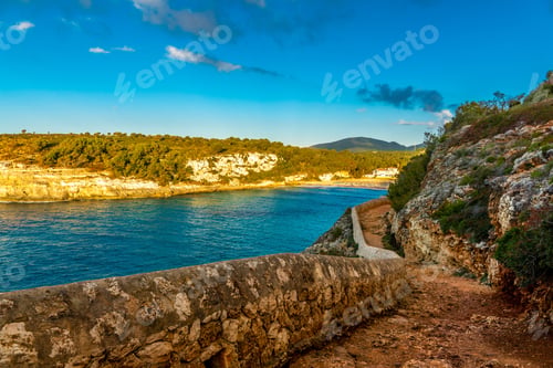 Preview: Tranquil landscape featuring a tranquil lake surrounded by lush, green shrub