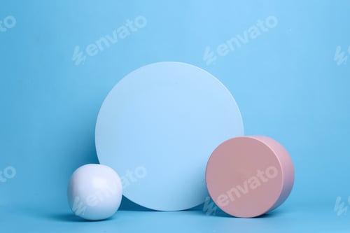 Preview: Various geometric form on blue for beauty display