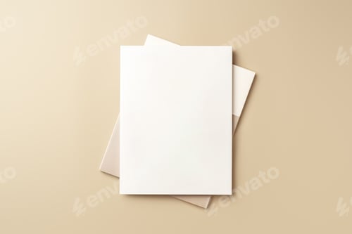 Preview: Stack of blank paper on beige background