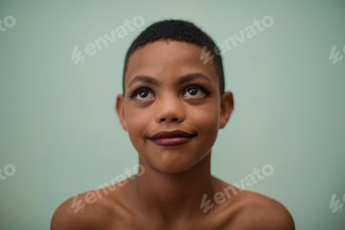 Preview: Close up portrait of gender fluid person
