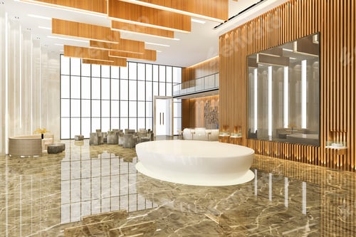Preview: 3d rendering modern dining room and living room with luxury chinese decor