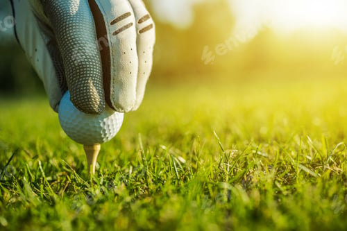 Preview: Golf Player Placing a Ball on a Tee