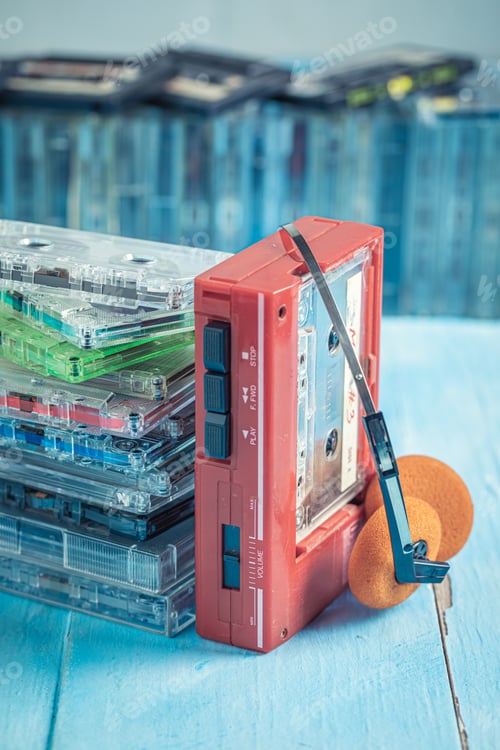 Preview: Classic cassette tape as a symbol of 90's music.