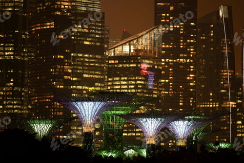 Preview: Singapore cityscape at dusk. Landscape of business modern building in Marina bay