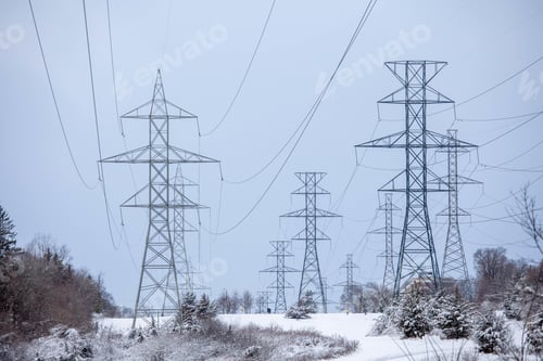 Preview: Electric towers covered by snow in East Don Park i, Toronto