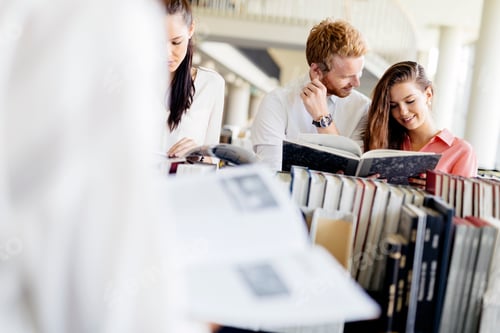 Preview: Group of students studying in library