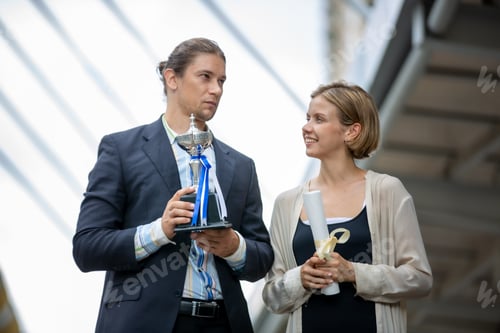 Preview: Group of successful colleagues and business people outdoor