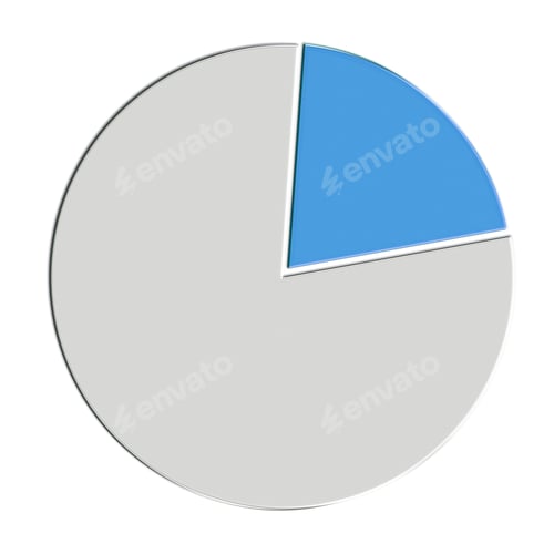 Preview: 3d illustration blue pie chart on a white background