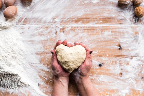 Preview: The process of cooking, wooden background, top view