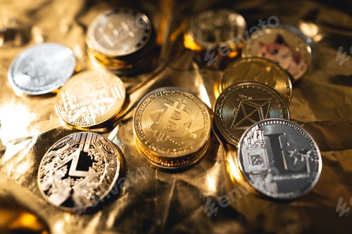 Preview: Cryptocurrency golden bitcoin image for crypto currency