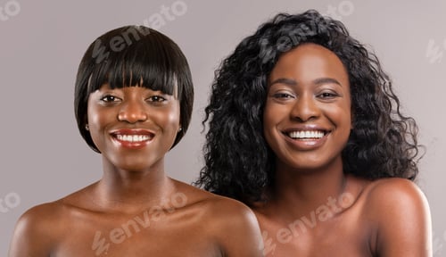 Preview: Portrait of young beautiful african women posing topless