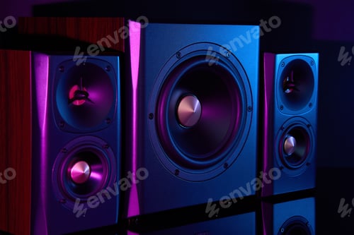 Preview: Multimedia acoustic sound speakers with neon lighting