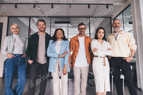 Preview: Multiracial male and female employees in office