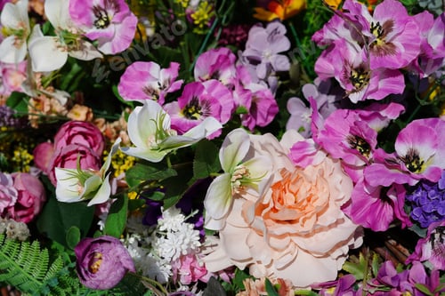 Preview: Beautiful multicolored artificial flowers background