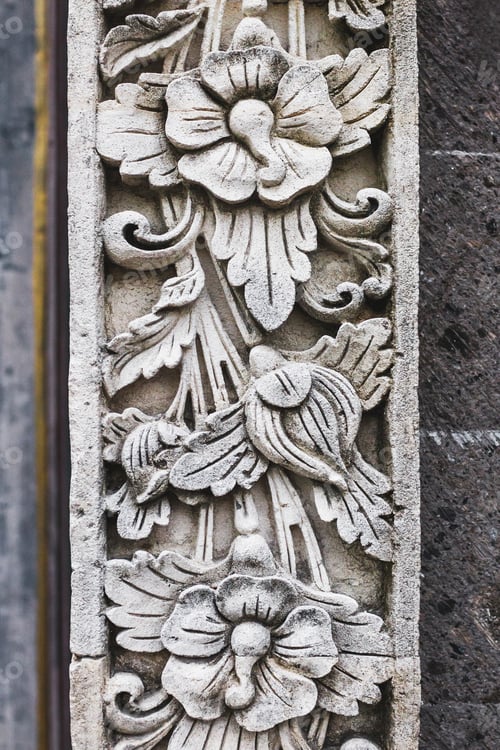 Preview: Traditional balinese stone carving, wall in temple