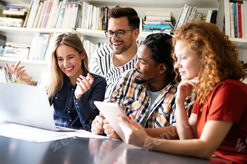 Preview: Successful company with happy employees in modern office