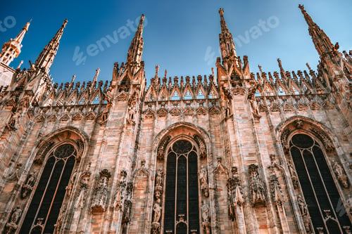 Preview: Detailed Close Up Of Milan Cathedral in Italy
