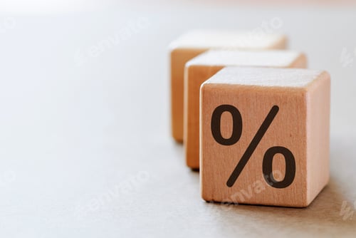 Preview: A dices with percent symbol with copy space