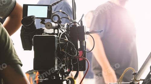 Preview: Video production in big studio with professional equipment