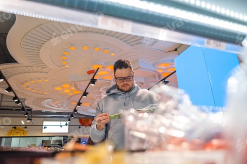 Preview: Man looking for vegetable Male Customers Shopping