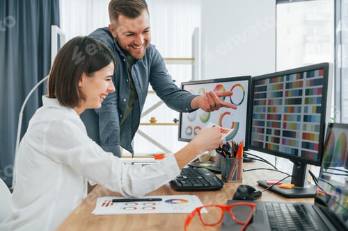 Preview: Development of the product. Two designers working together in the office