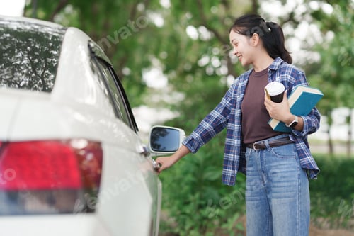 Preview: Young student opening car door commuting to university