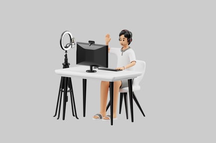 Preview: Cartoon streamer character with desk