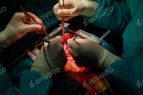 Preview: Suture of an lung emphysema surgery in an infant andmedical assistance close-up
