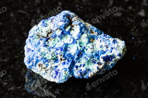 Preview: sample of rough azurite and gibbsite rock on black