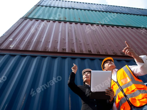 Preview: Top view supervisor manager staff employee labor white orange color hardhat helmet safety container