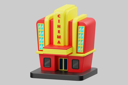 Preview: Retro cinema building facade