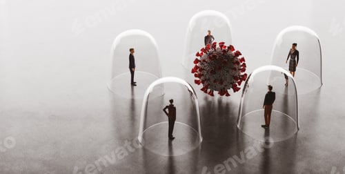 Preview: Coronavirus Covid19 between people in glassy protection. Social distancing