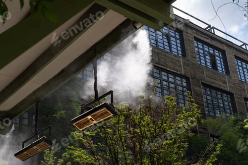 Preview: Water spray system to create a humidifier and cooling climate to reduce hot weather for plants