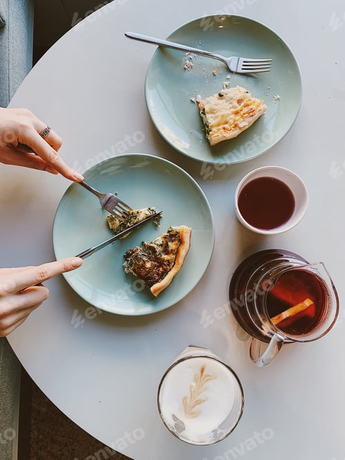 Visualização: Visão aérea. Café. Comendo