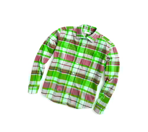 Preview: Green and Pink Plaid Button-Down Shirt on White