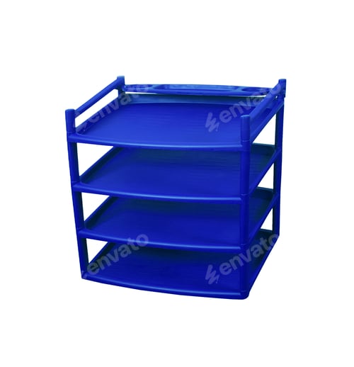 Preview: Blue plastic shelves isolated