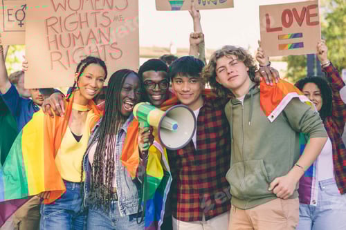 Preview: young students marching in favor of the lgbt community and people's rights