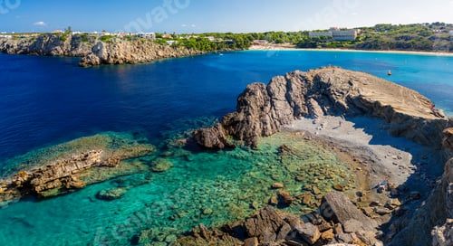 Preview: Areal drone view of the Arenal d'en Castell beach on Menorca island, Spain