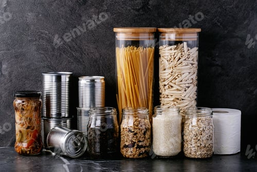 Preview: Canned food in metal cans