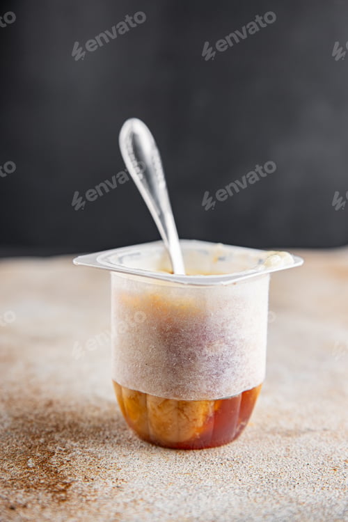 Preview: Rice pudding caramel syrup sweet dessert snack fresh delicious gourmet food background