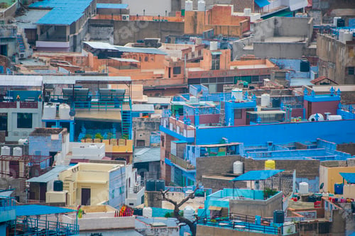 Preview: Aerial view of Jodhpur Blue City. Jodphur, Rajasthan, India