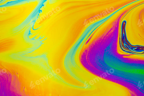 Preview: Psychedelic multicolored patterns background. Photo macro shot of soap bubbles