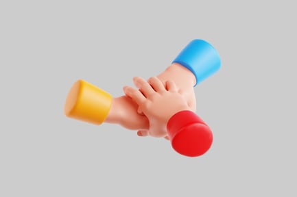 Preview: Cartoon teamwork hands stack