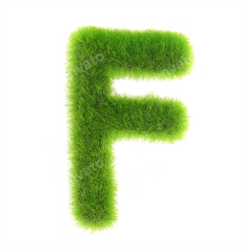Preview: Grass Letter F Isolated On White Background