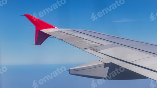 Preview: The wing of an aircraft open flaps on the wing for is landing. Wing braking of the aircraft on the r