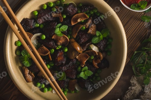 Preview: Homemade thai meat with forest mushrooms