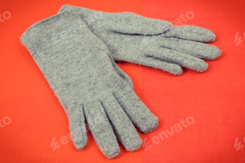 Preview: Warm womanly gloves and shawl for using in autumn or winter. Vintage photo