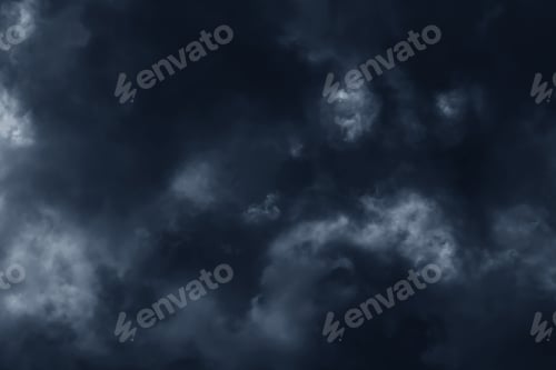 Preview: Stormy dark cloudy sky. Pollution, PM 2.5, Carbon dioxide and environment problems concept.
